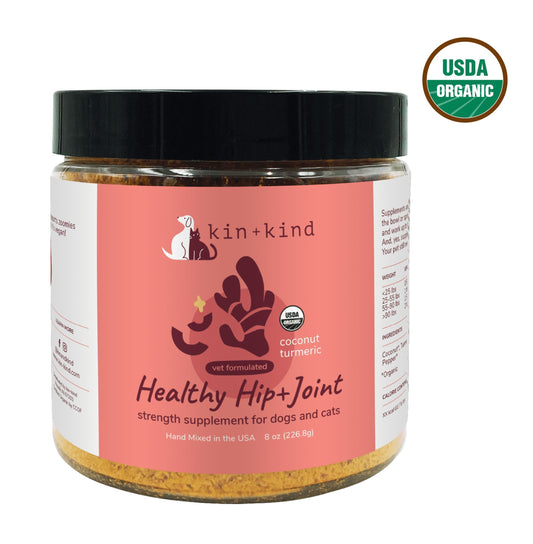 Organic Hip & Joint Supplement for Dogs & Cats - Vet Formulated with Turmeric, Black Pepper & Coconut - Natural Supplement for Dog & Cat Joint Support & Health - Made in USA